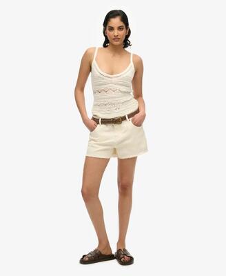 Superdry mid rise denim hot short van biologisch katoen