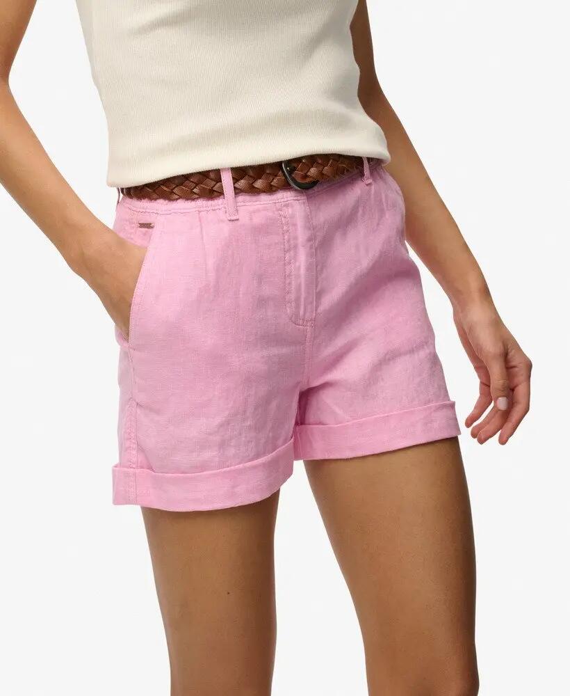 superdry Mid Rise Linen Shorts — Linho 100%, corte direito 2/7