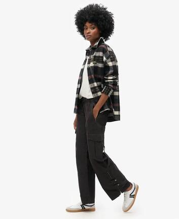 superdry Pantalon Cargo Taille Basse Jambe Large - Washed Black