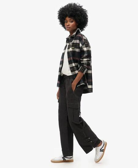 superdry Pantalon Cargo Taille Basse Jambe Large - Washed Black