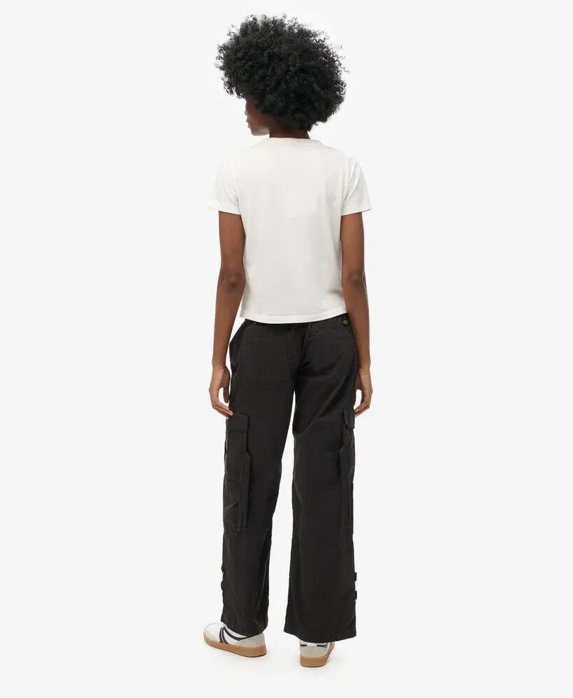 superdry Pantalon cargo taille basse jambe large — Washed Black 3/5
