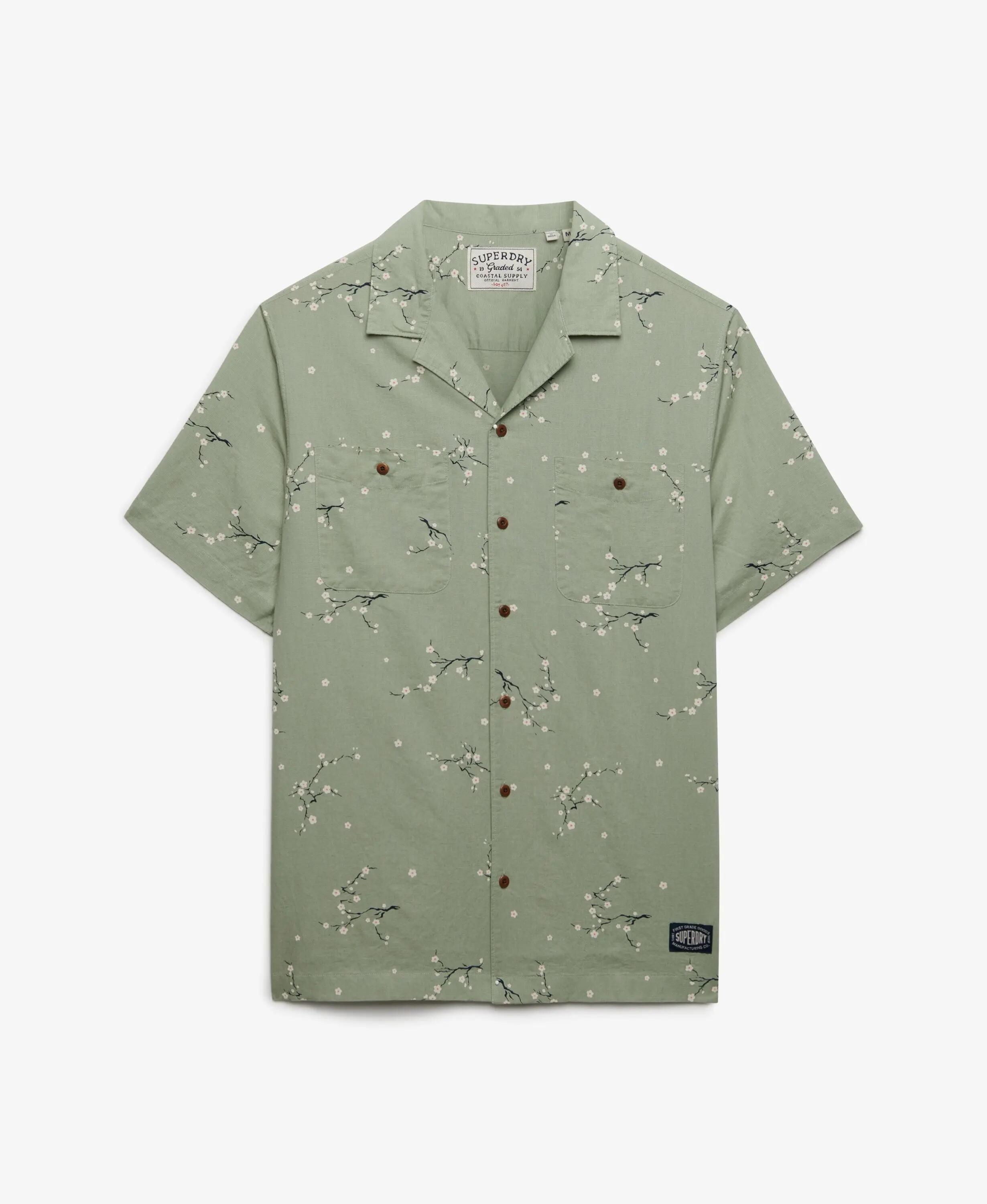 superdry Camicia da spiaggia maniche corte stampata Shibori Blossom Sage 7/7