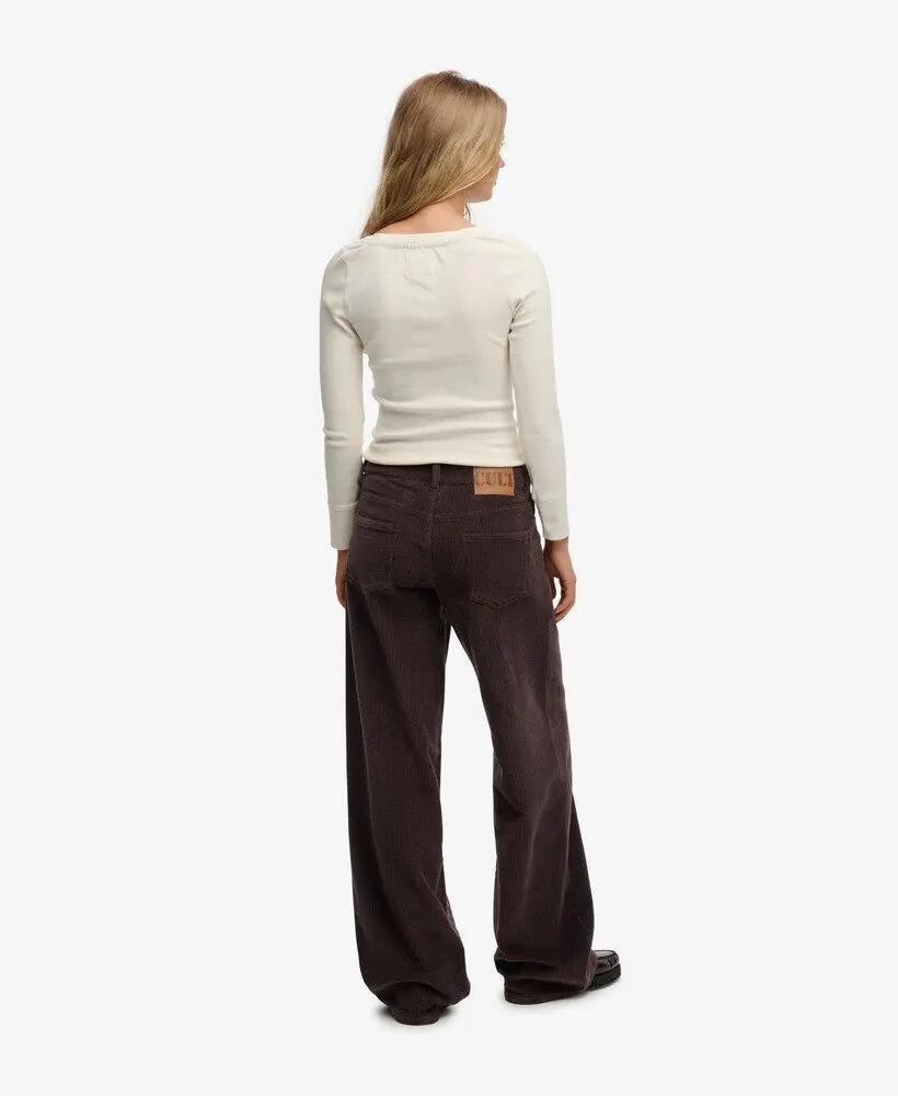 superdry Pantaloni Mid Rise Baggy Jumbo in Velluto a Coste – Fit Wide 6/7