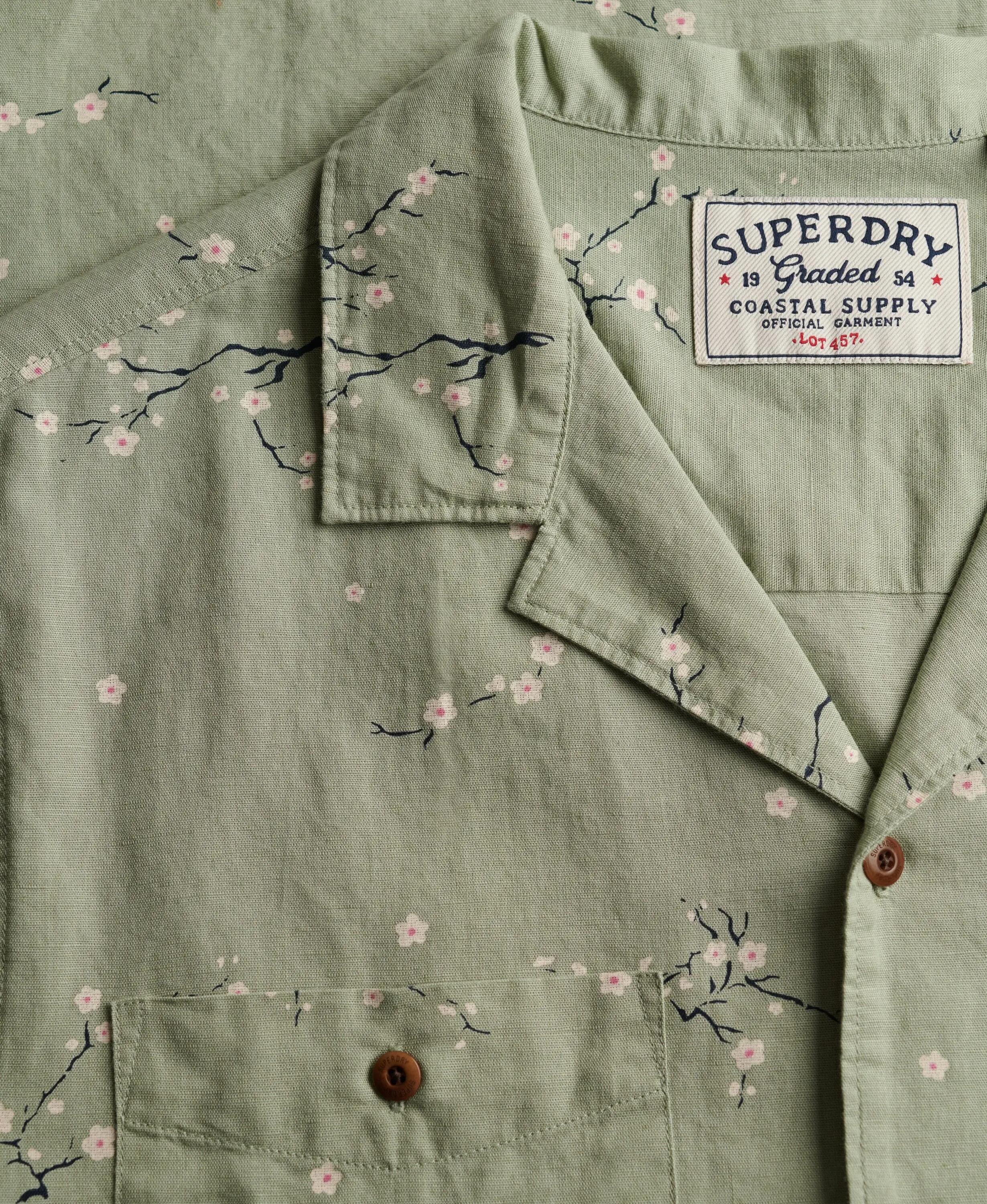 superdry Camicia da spiaggia maniche corte stampata Shibori Blossom Sage 6/7