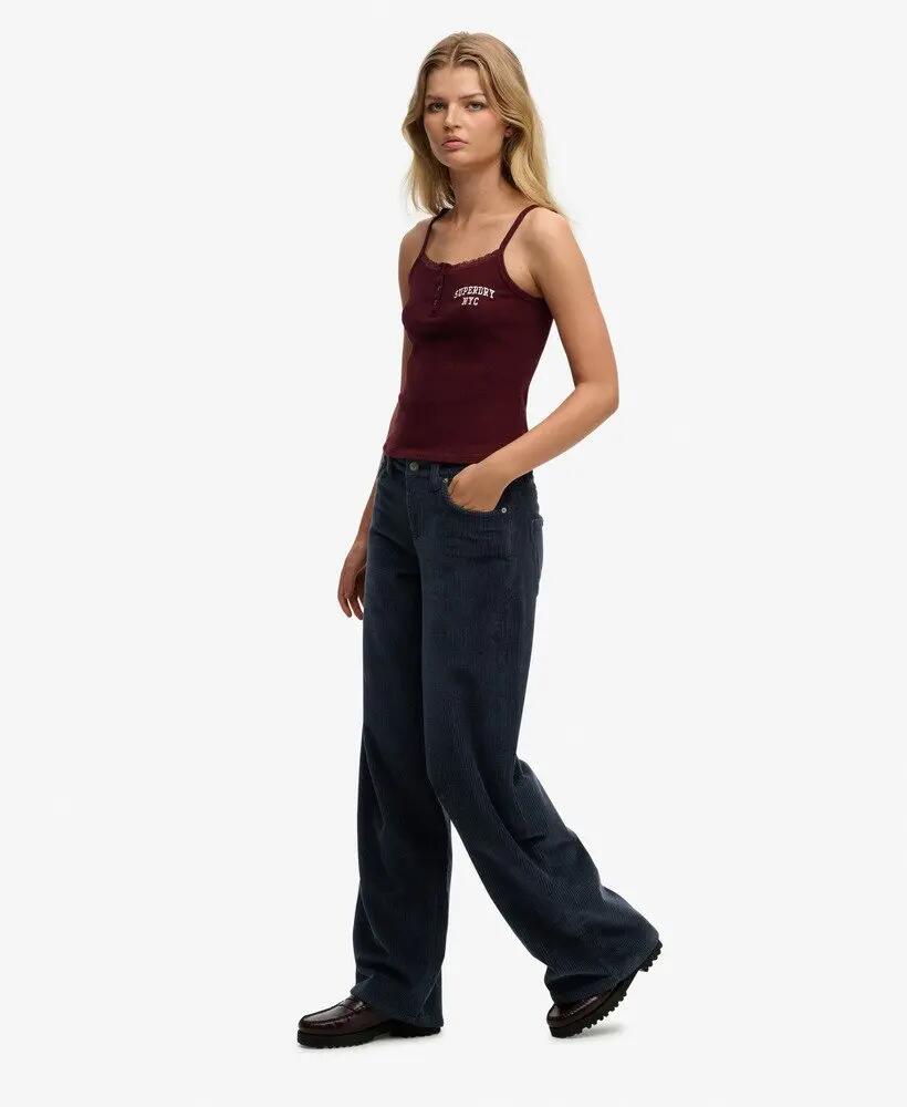 superdry Calças Mid Rise Baggy Jumbo em corduroy 5/7