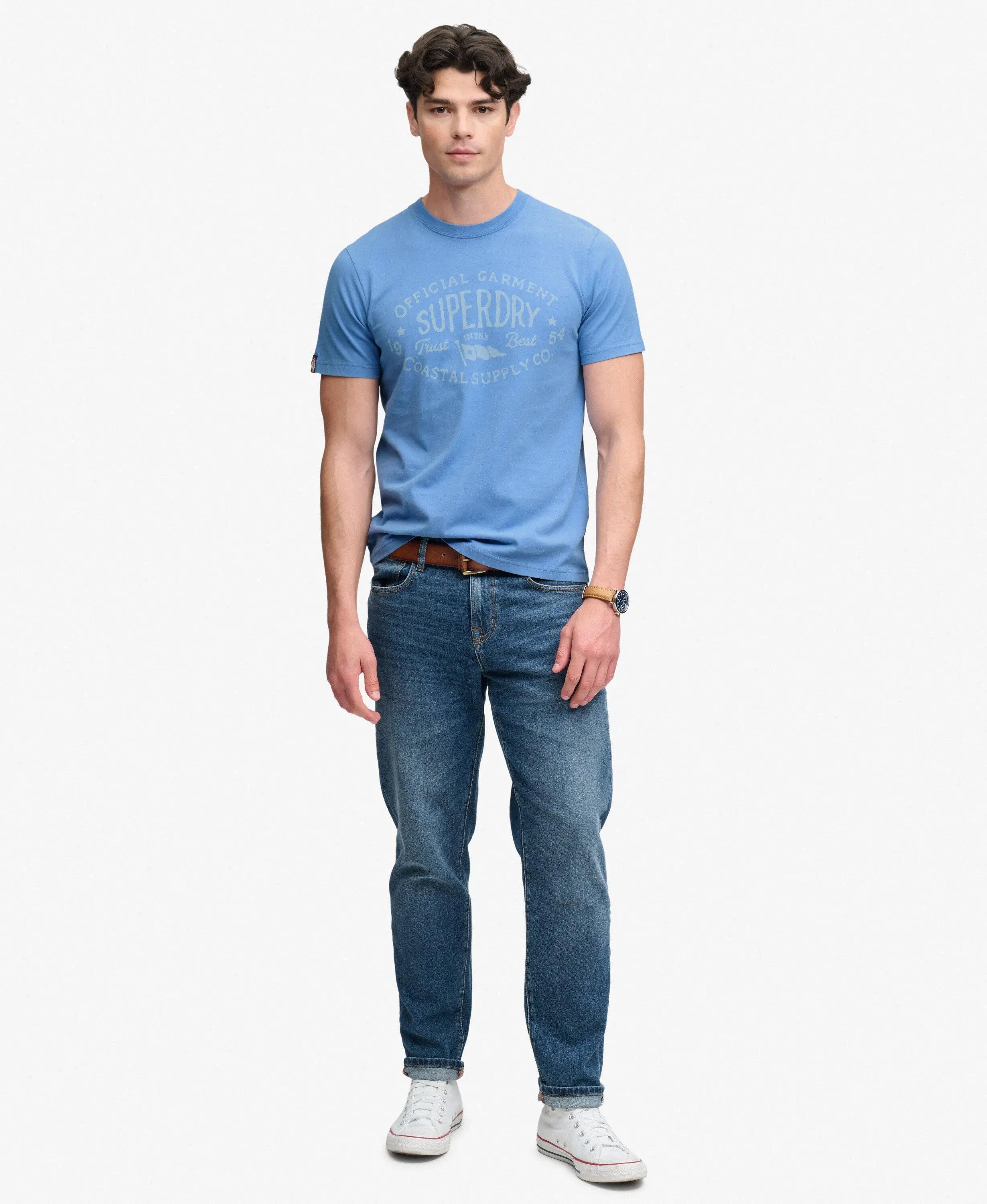 superdry Lo-fi Dockside T-Shirt en coton bio, coupe relaxed – Blue Yonder 3/5