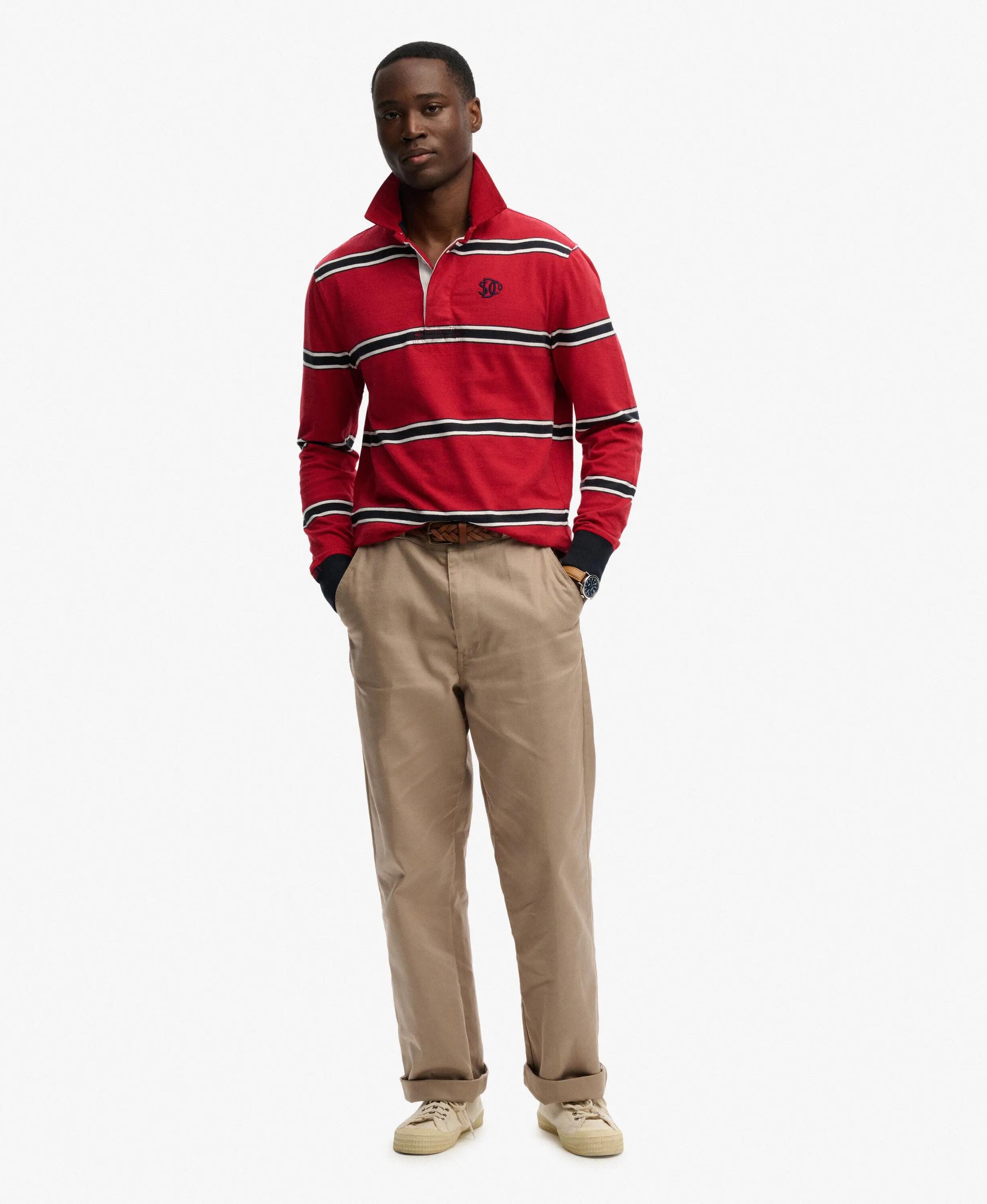 superdry Rugby Top Vintage Athletic Stripe in cotone – Red Stripe 3/5
