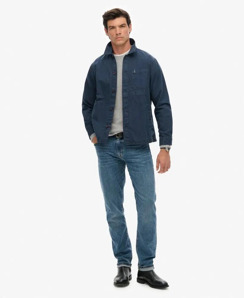 superdry Overshirt em mistura de linho - CLASSIC NAVY 3/6
