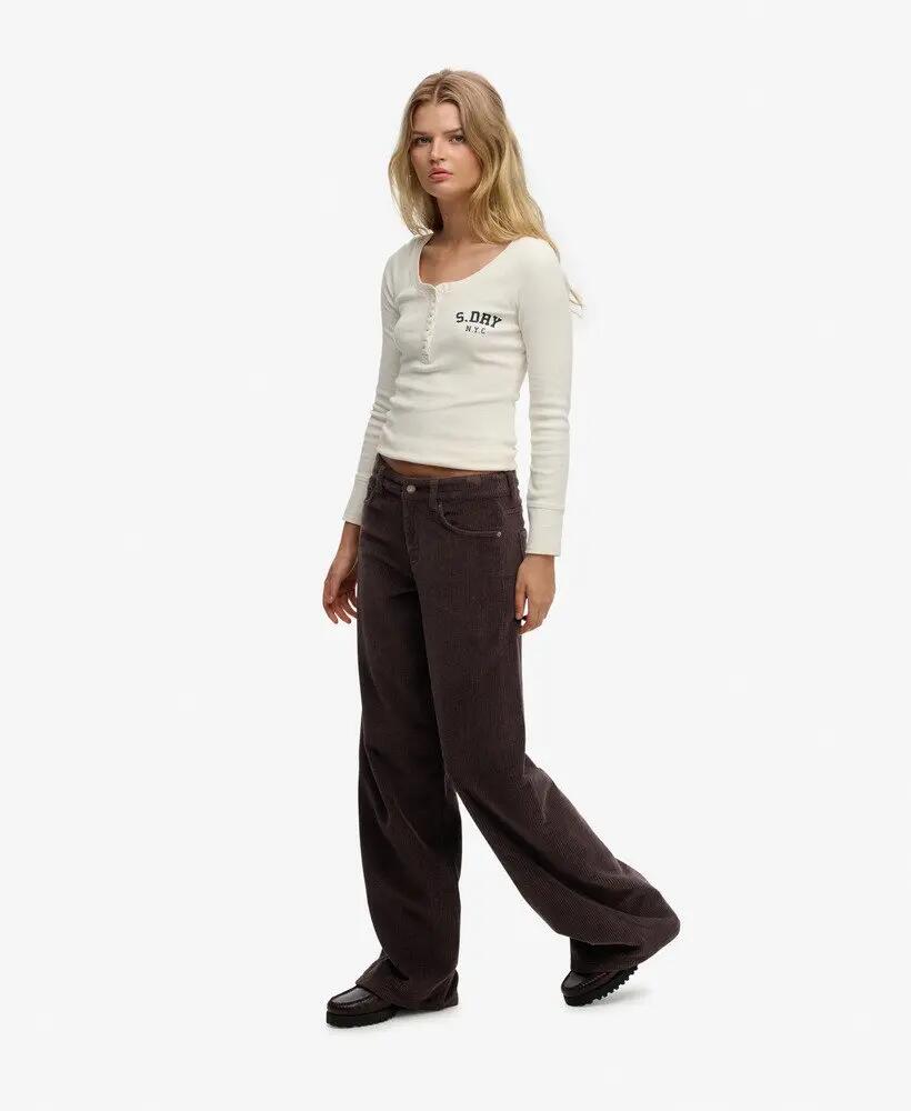 superdry Pantaloni Mid Rise Baggy Jumbo in Velluto a Coste – Fit Wide 3/7
