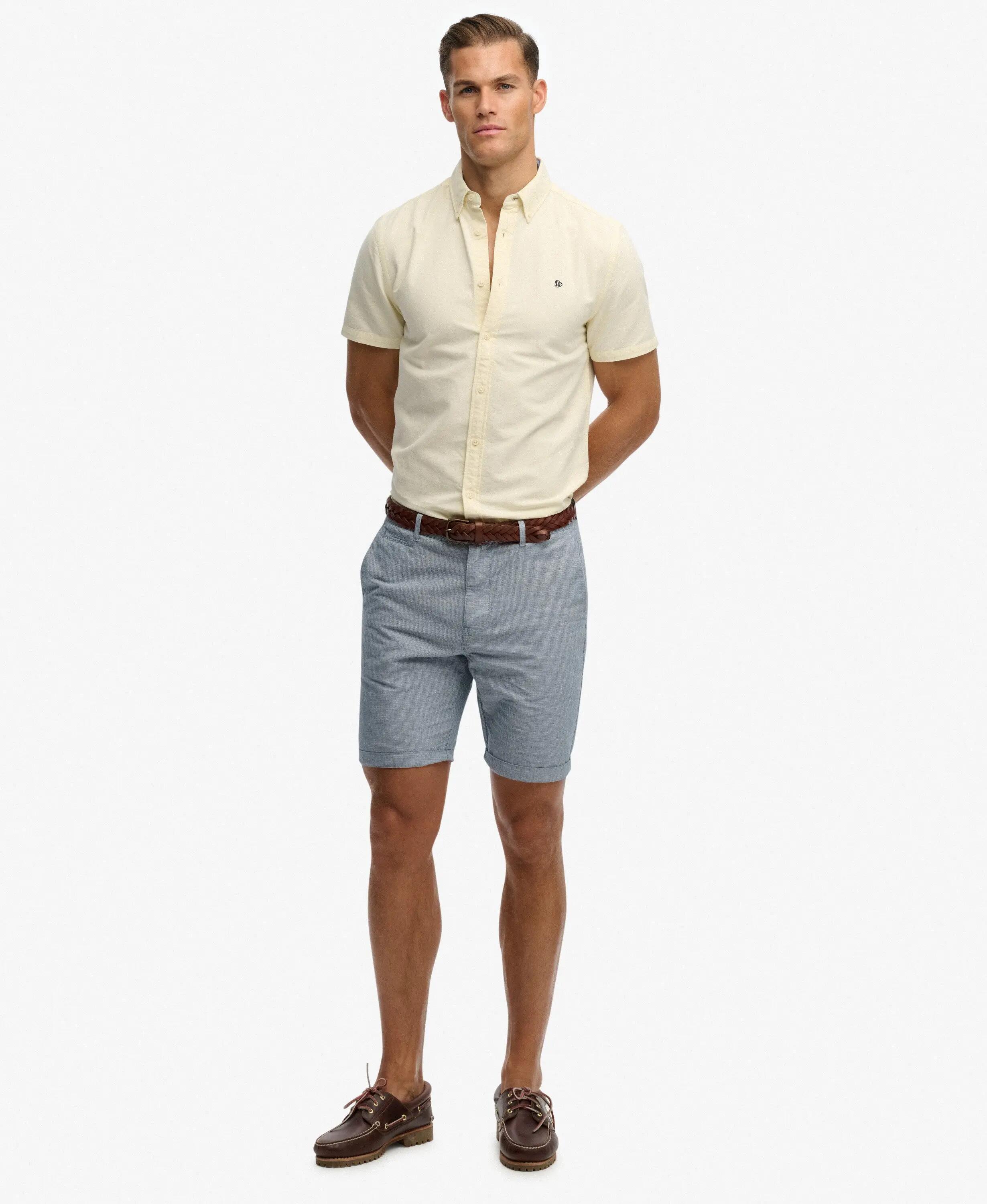 superdry Camicia Preppy Oxford manica corta Pastel Yellow Chambray 3/6
