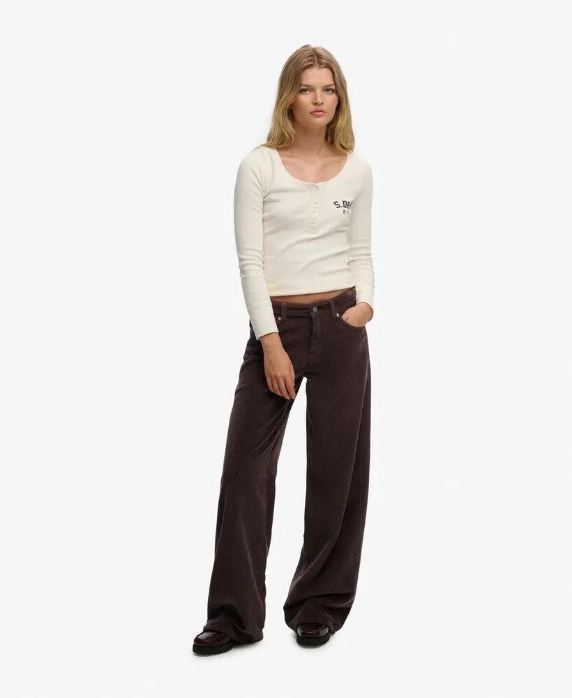 superdry Pantaloni Mid Rise Baggy Jumbo in Velluto a Coste – Fit Wide 2/7