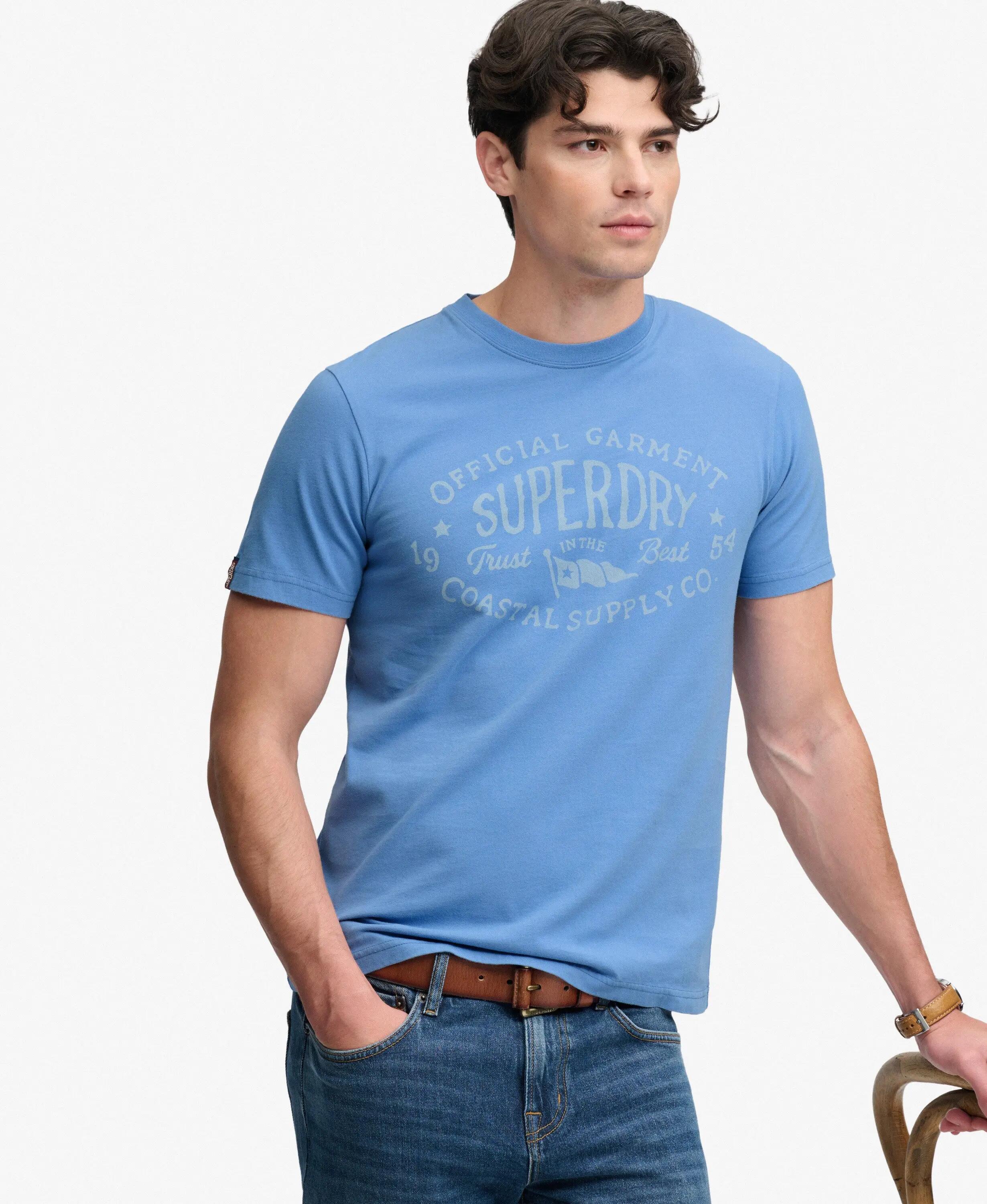 superdry Lo-fi Dockside T-Shirt en coton bio, coupe relaxed – Blue Yonder 2/5