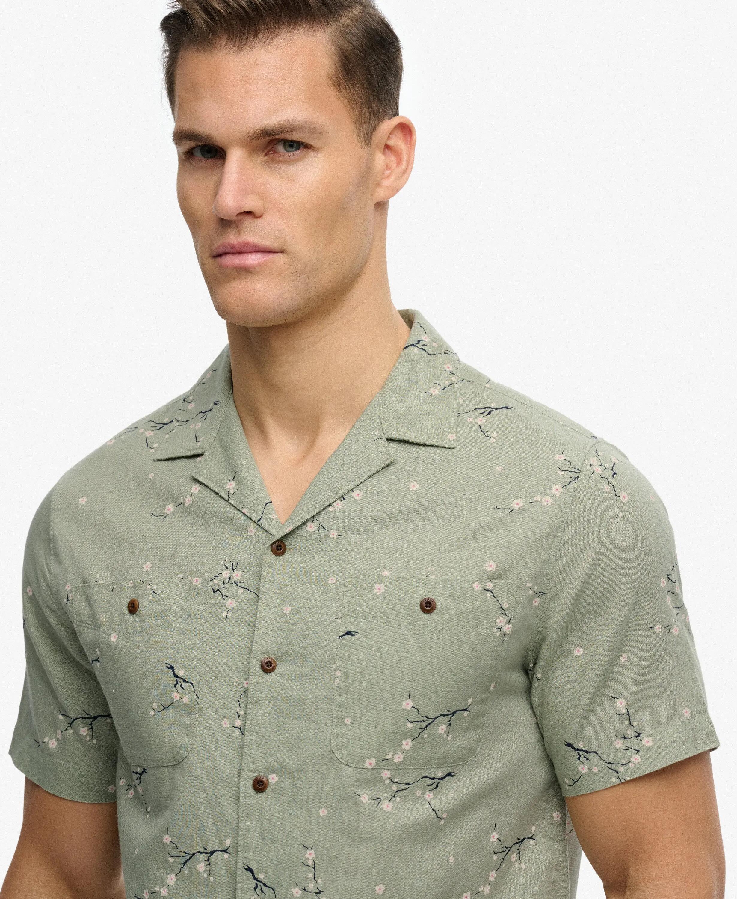 superdry Camicia da spiaggia maniche corte stampata Shibori Blossom Sage 4/7