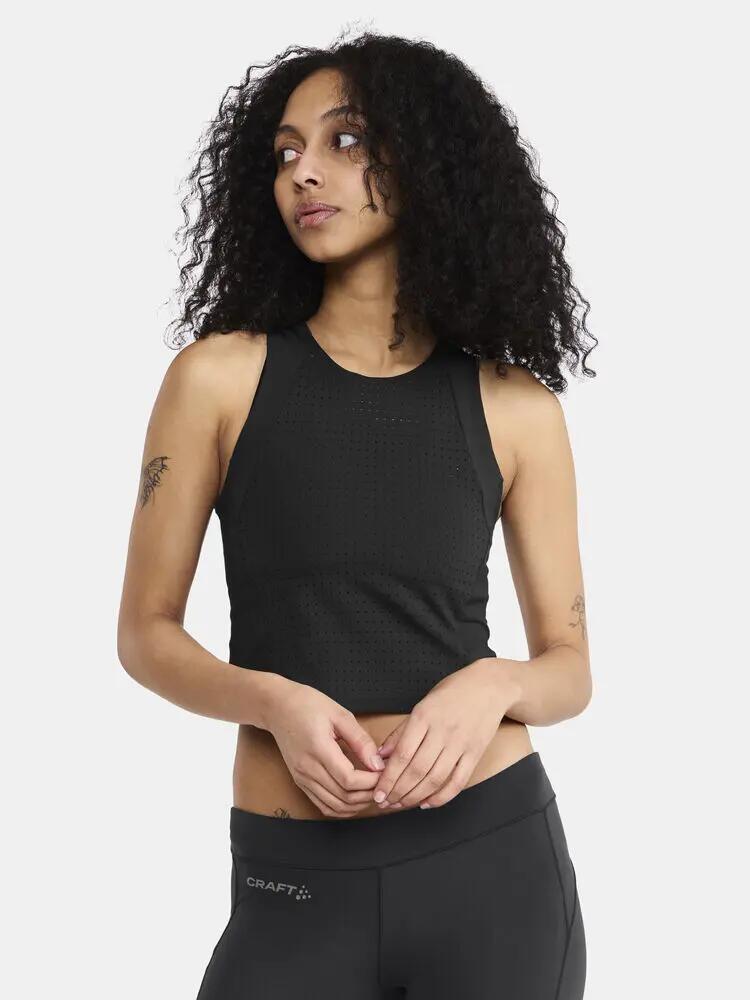 craft ADV TONE Perforiertes Tanktop Damen – Schwarz, Enge Cropped-Passform 3/6