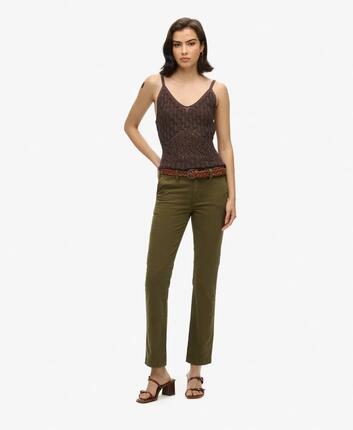 superdry Pantalon Chino Mid Rise pour femme en coton extensible