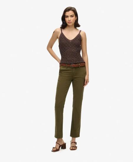 superdry Pantalon Chino Mid Rise pour femme en coton extensible