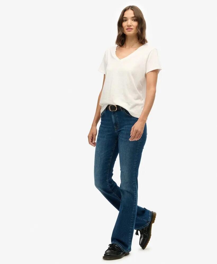 superdry Jeans flare taille mi-haute en coton biologique — Deep Indigo Denim 5/6