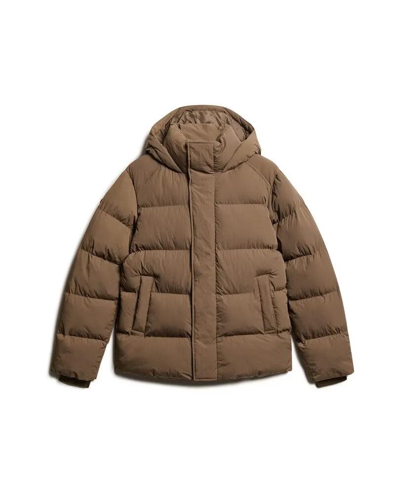 superdry Hooded Puffer Jacket in nylon riciclato — Warm Brown 6/6