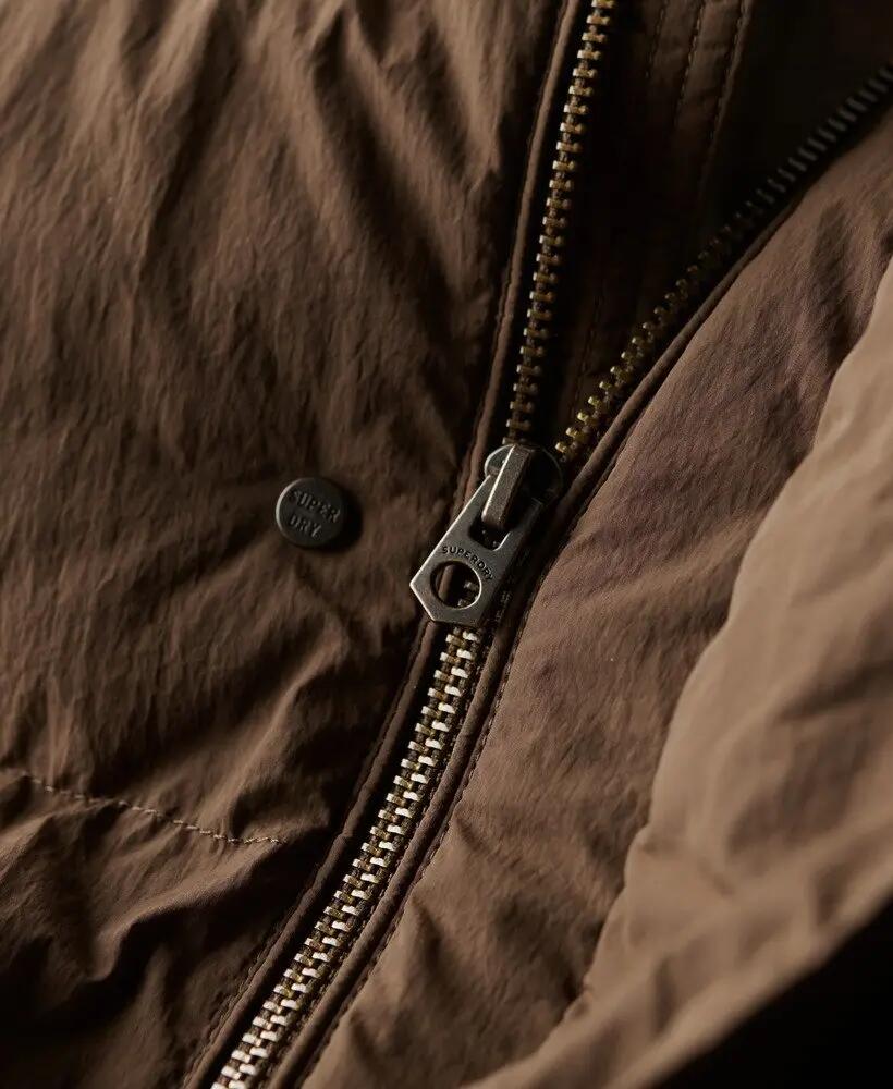 superdry Hooded Puffer Jacket in nylon riciclato — Warm Brown 5/6