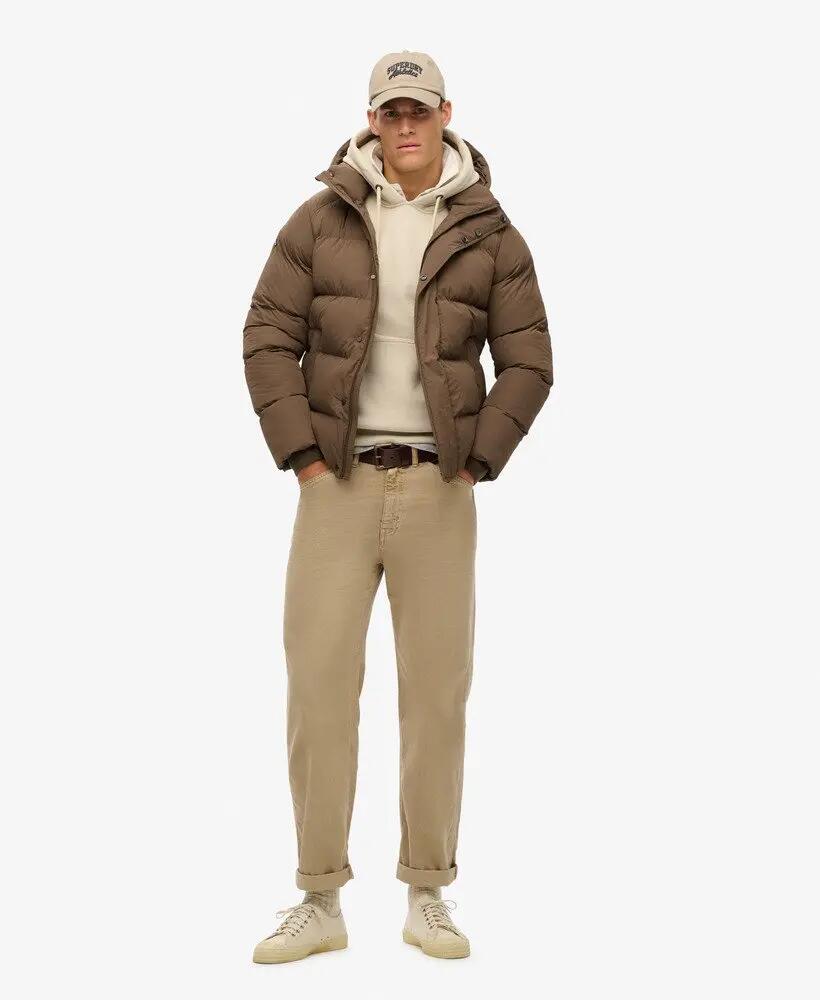 superdry Hooded Puffer Jacket in nylon riciclato — Warm Brown 2/6
