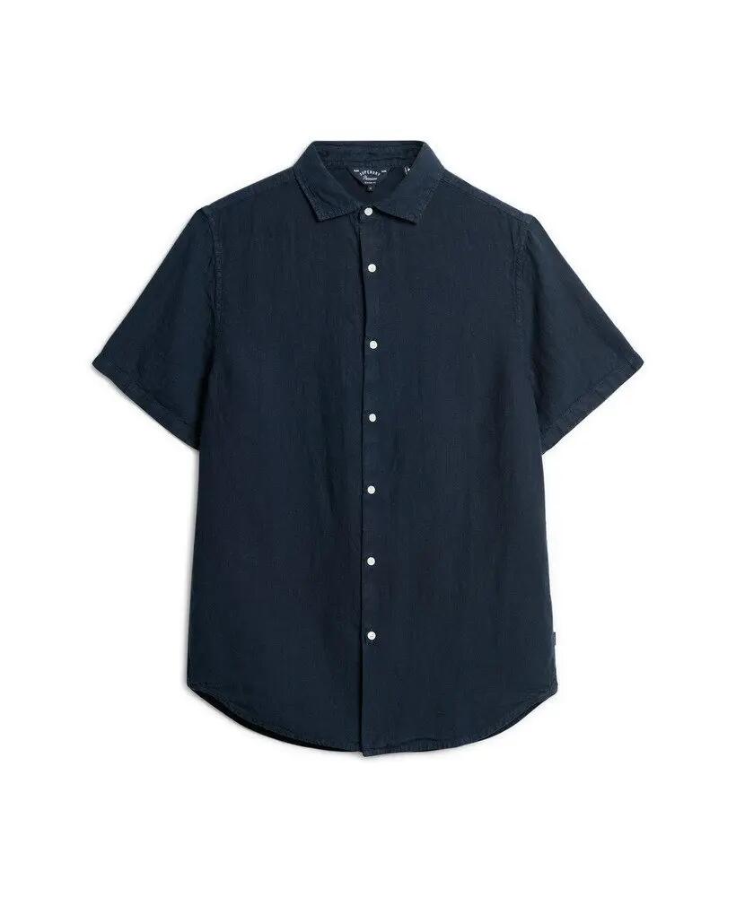 superdry Camisa Studios Casual de Lino – Corte Slim, Azul Marino 6/6