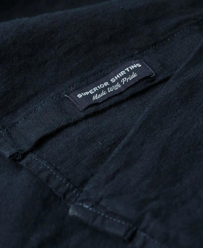 superdry Camisa Studios Casual de Lino – Corte Slim, Azul Marino 5/6