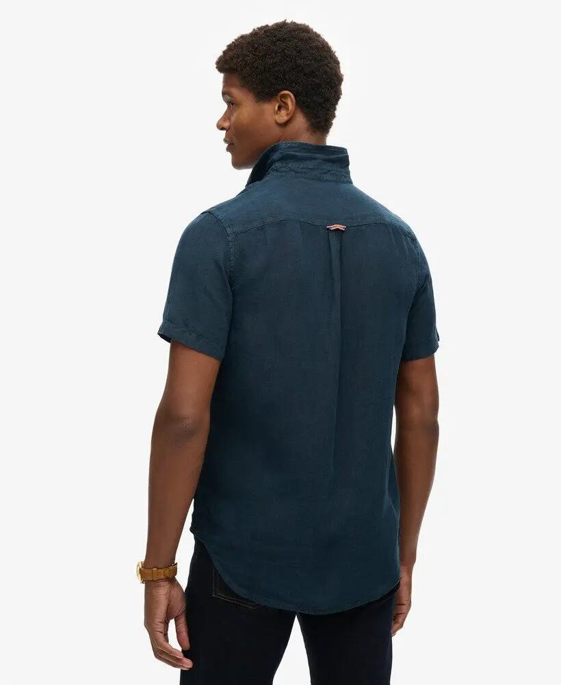 superdry Camisa Studios Casual de Lino – Corte Slim, Azul Marino 4/6