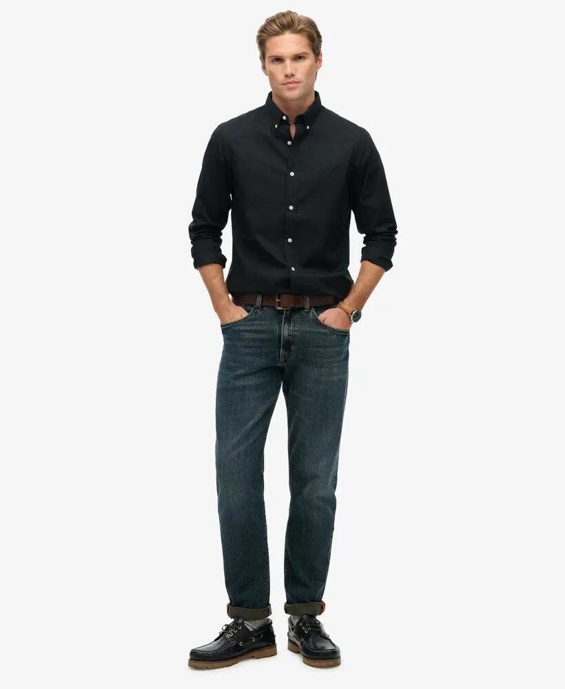 superdry Camicia Essentials Tailored Lite nera slim fit 3/7