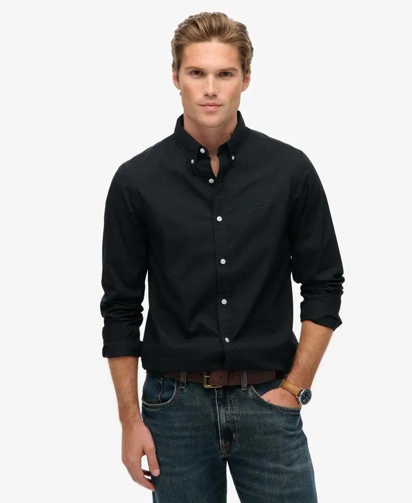 superdry Camicia Essentials Tailored Lite nera slim fit 2/7