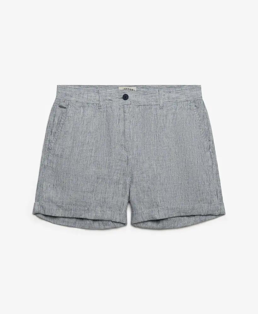 superdry Calções Mid Rise em Linho Indigo Stripe 7/7