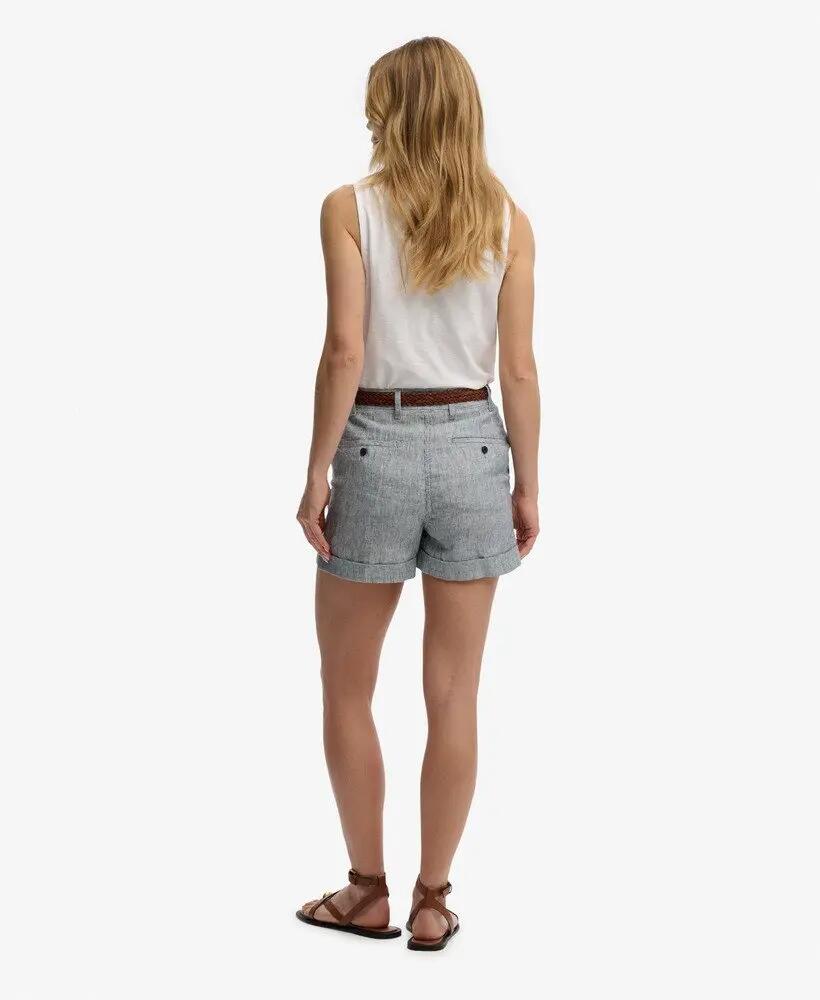 superdry Calções Mid Rise em Linho Indigo Stripe 6/7