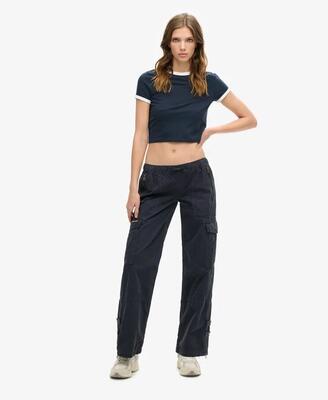 Superdry low rise wide leg cargobroek 100% katoen