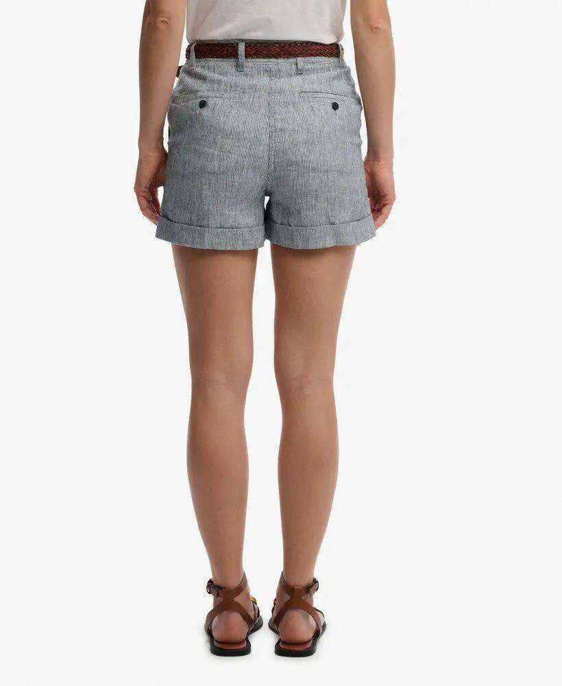 superdry Calções Mid Rise em Linho Indigo Stripe 4/7