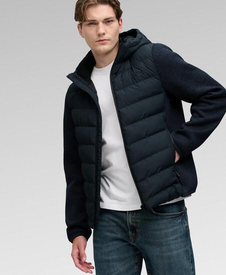 superdry Hooded Storm Knit Hybrid Jas – Slim Fit, gerecycled polyester