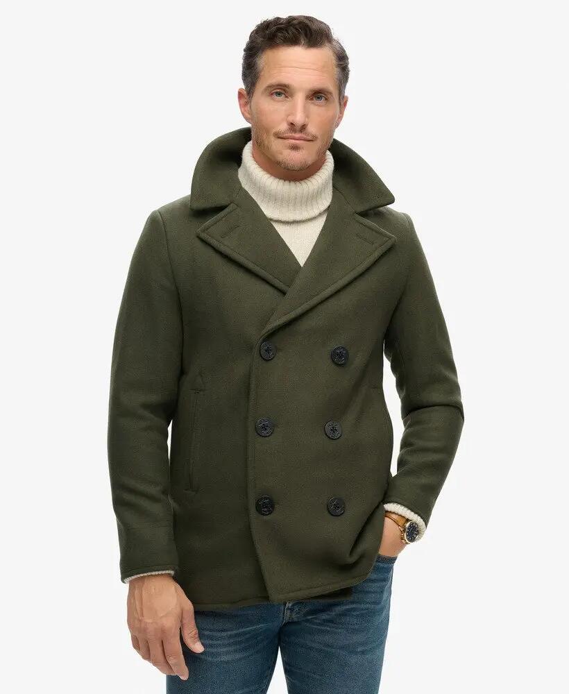 superdry Pea Coat em mistura de lã – Tecido Melton pesado, corte relaxed 5/5
