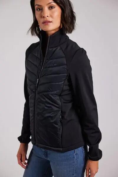 sebago Karin Hybrid Jacket – Casaco híbrido preto, frente e costas ligeiramente 5/6