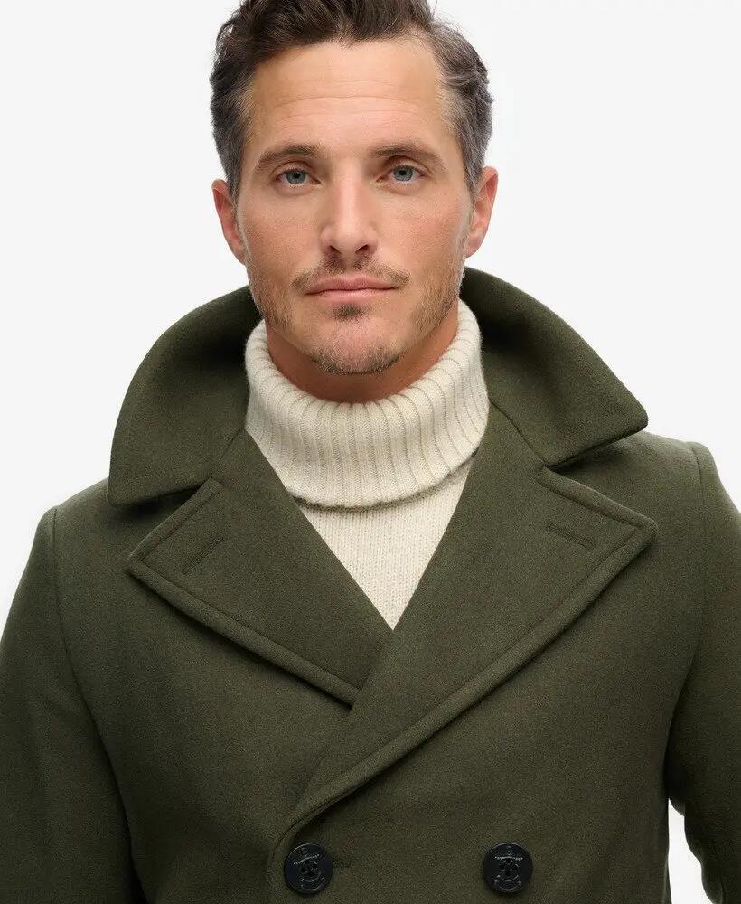 superdry Pea Coat em mistura de lã – Tecido Melton pesado, corte relaxed 3/5