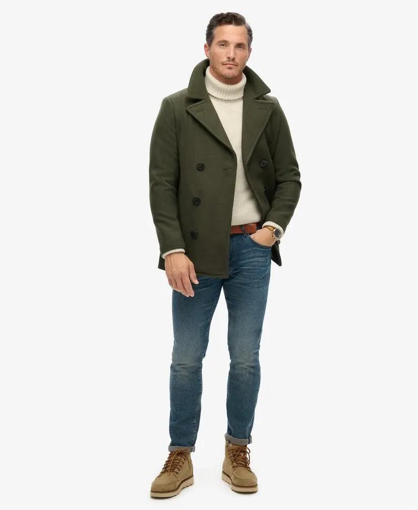 superdry Pea Coat em mistura de lã – Tecido Melton pesado, corte relaxed 2/5