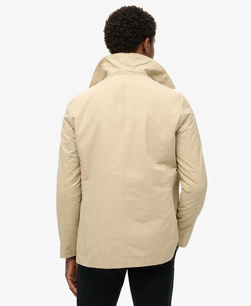 superdry Merchant Twill Pea Coat – Stone Wash Taupe Brown 5/7