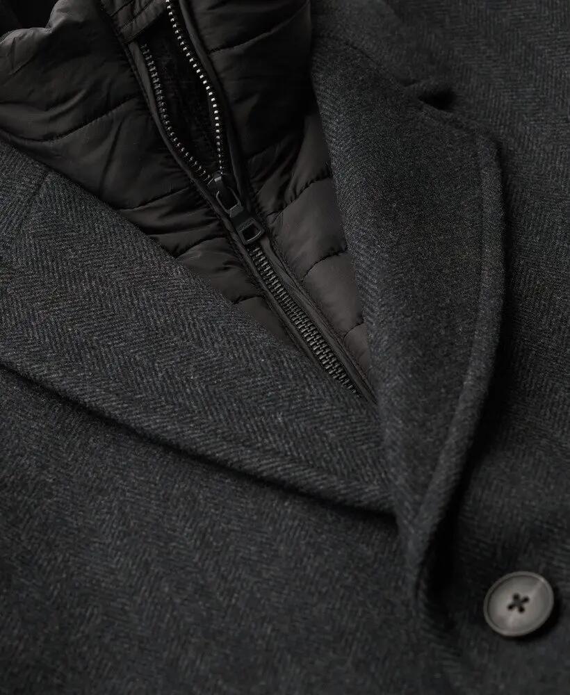 superdry Manteau Tailored Two In One Town Coat - Coupe Slim, Noir Herringbone 7/7