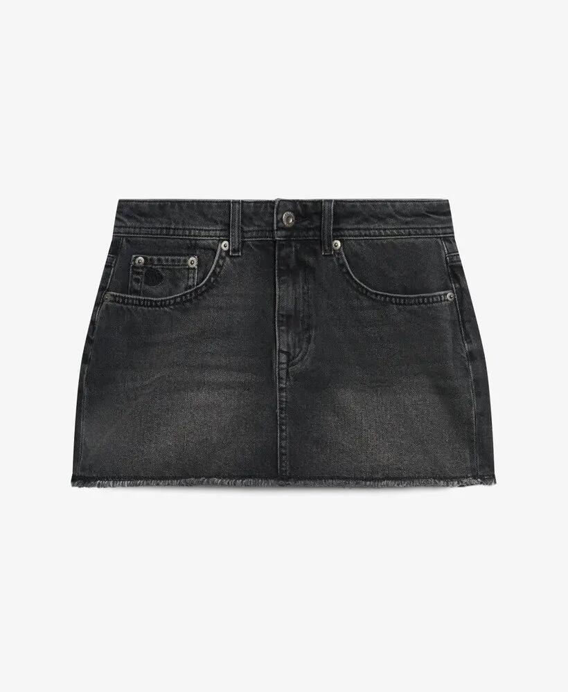superdry Jupe Denim Mini en coton bio - Roseland Washed Black 6/6