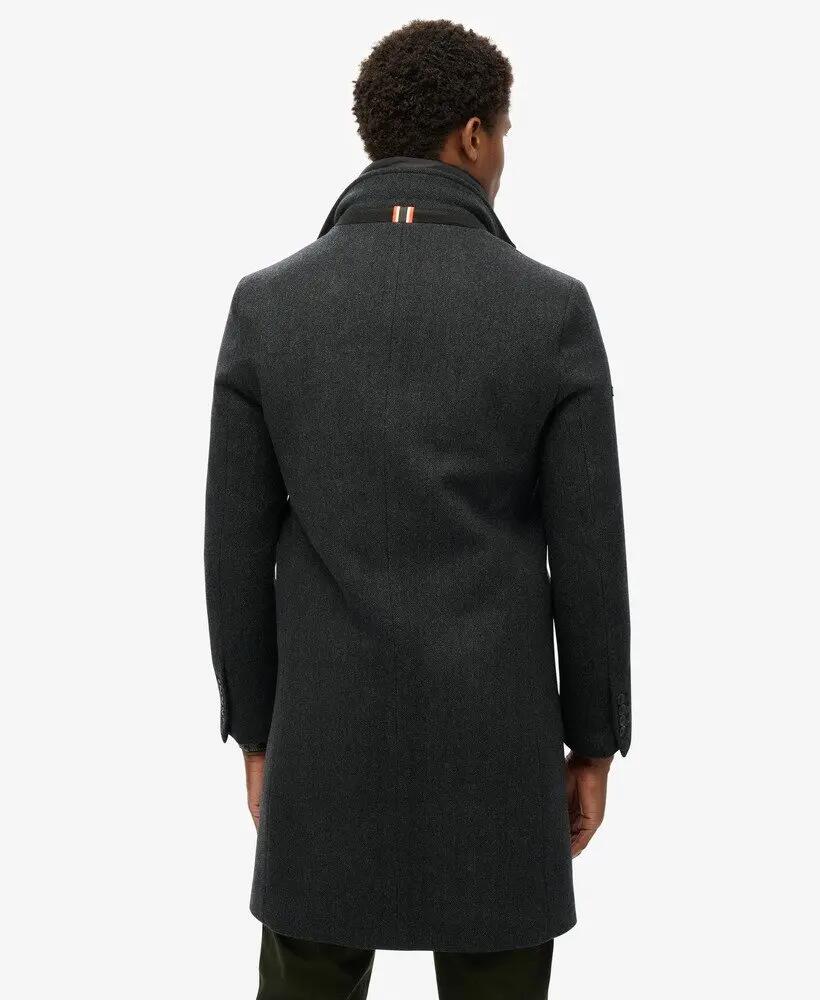 superdry Manteau Tailored Two In One Town Coat - Coupe Slim, Noir Herringbone 4/7