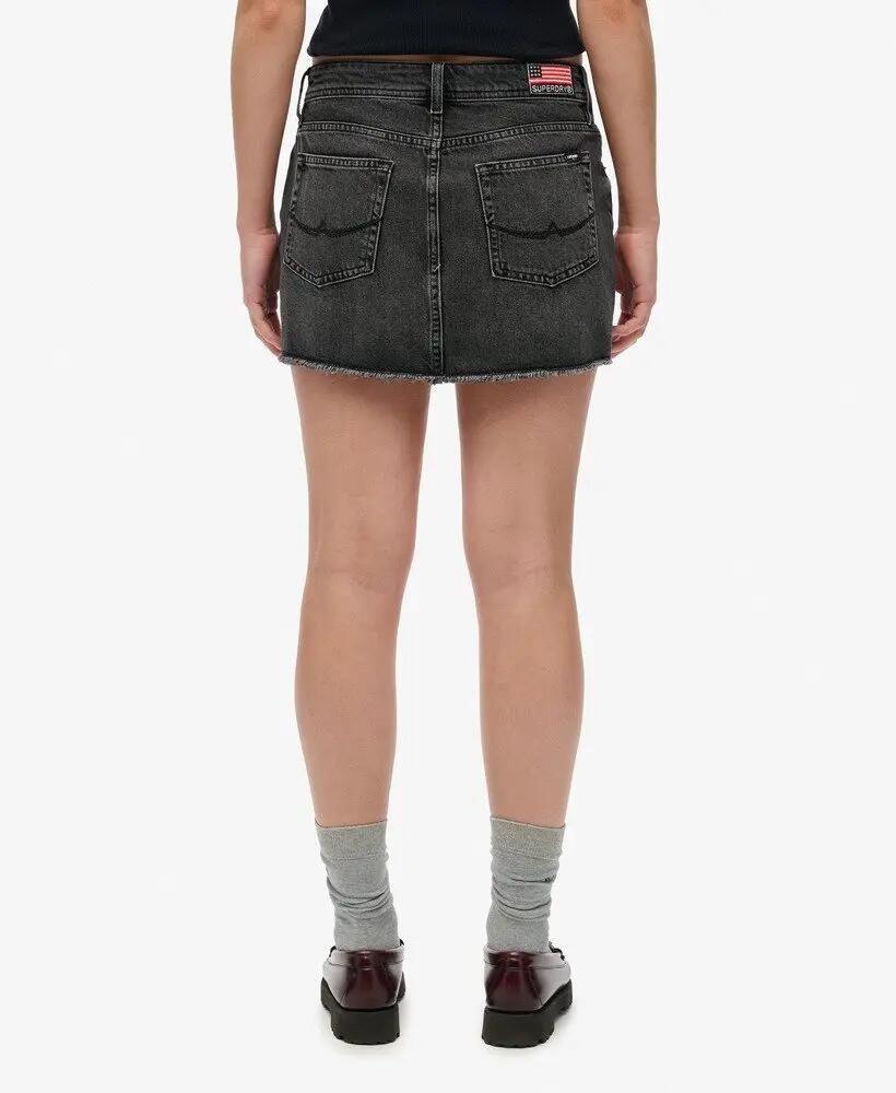 superdry Jupe Denim Mini en coton bio - Roseland Washed Black 4/6