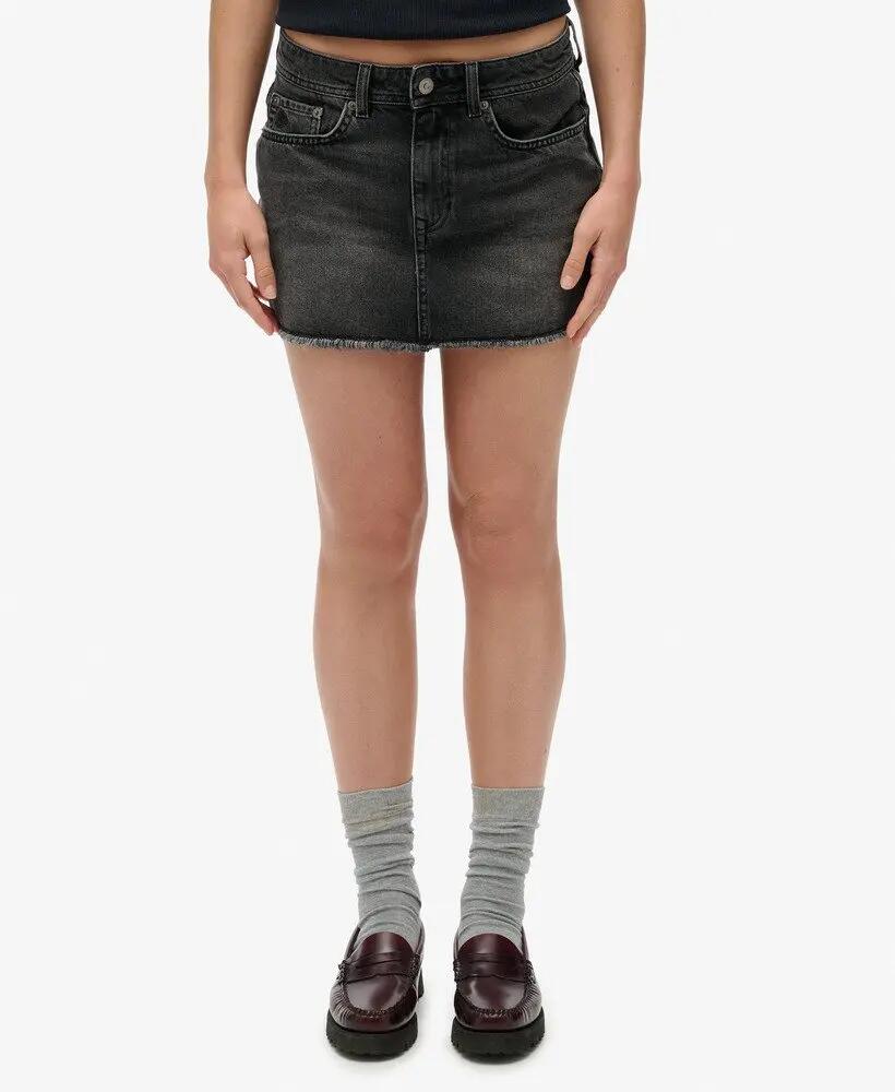 superdry Jupe Denim Mini en coton bio - Roseland Washed Black 3/6