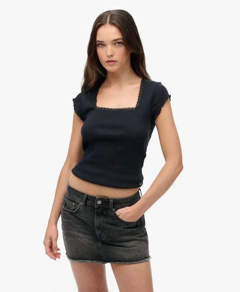 superdry Jupe Denim Mini en coton bio - Roseland Washed Black 2/6