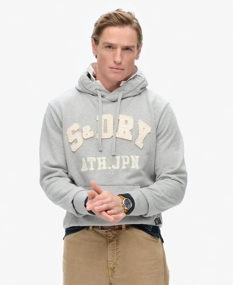 superdry Sweat à capuche Vintage Athletic en coton gris – LIGHT GREY MARL/DARK 2/7