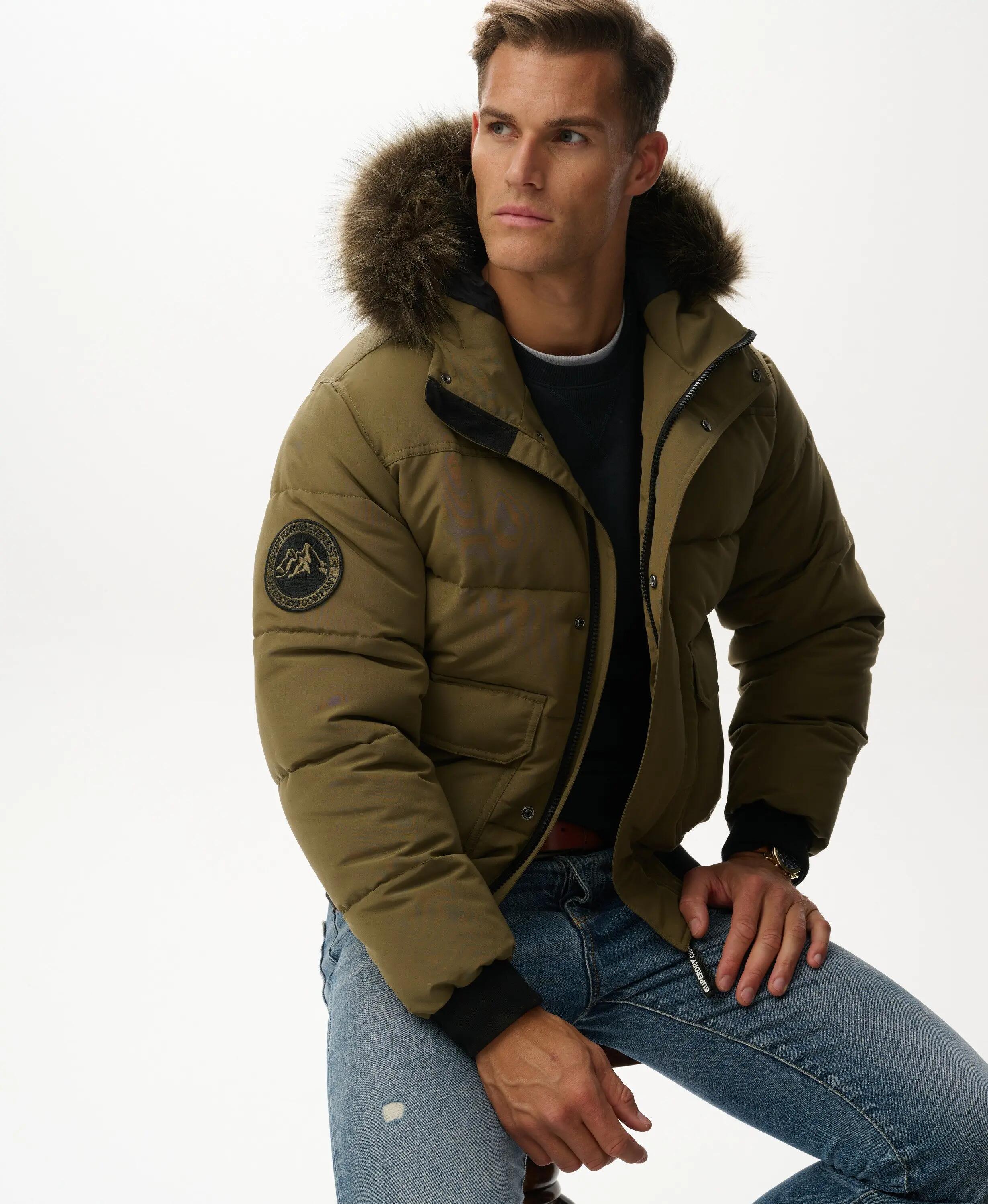 superdry Blusão Bomber Acolchoado com Capuz Everest Military Olive 2/6