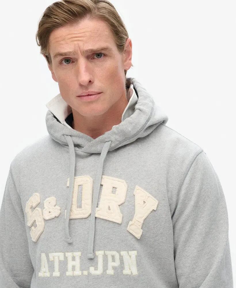 superdry Sweat à capuche Vintage Athletic en coton gris – LIGHT GREY MARL/DARK 4/7