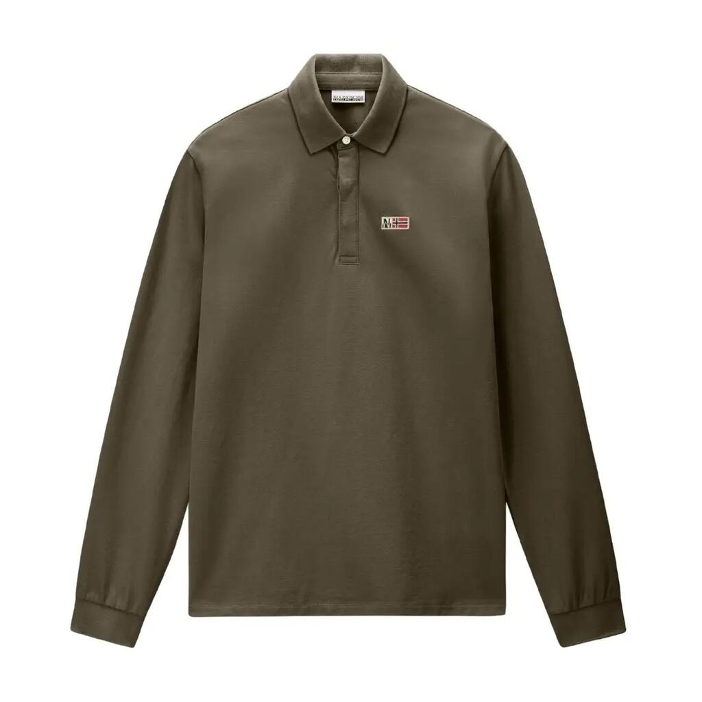 Men's long-sleeved polo Evan, army green.