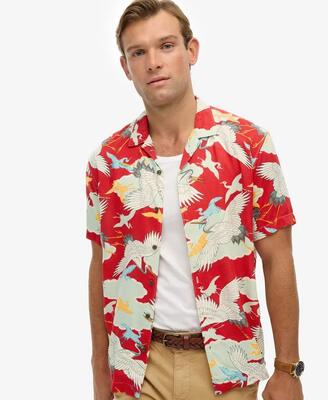 Superdry hawaï-overhemd the merchant store van 100% modal – tsuru red